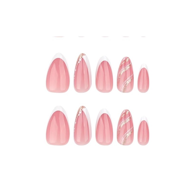 24 Piezas de Uñas Postizas a Presión, Uñas Falsas Cuadradas