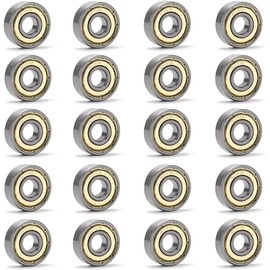 WANGZAIZAI 608 ZZ Ball Bearings, Pack of 20 8 mm x 22 mm x 7 mm Metal Double Shielded Miniature Deep Groove Ball Bearings for Skateboard Roller Inline Skates