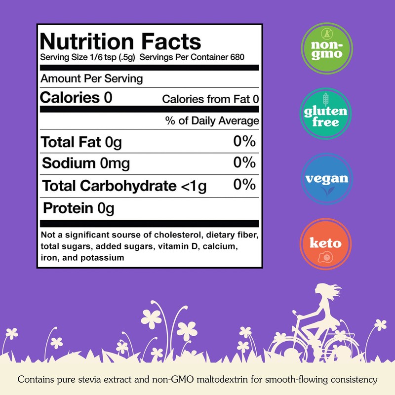 NuNaturals White Stevia Powder Blend, Plant-Based Sugar Substitute, Zero Calorie