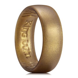 King Will Men's Silicone Wedding Band - 1.8mm Ultra Thin Ring with Brown Metallic Shimmer | Comfort Grip Inner Design | Hypoallergenic Rubber Ring for Gym, Work, Travel Size 10