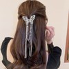 Rannyrena Gold Butterfly Hair Claw Clips Pearl Chain Tassel Rhinestone