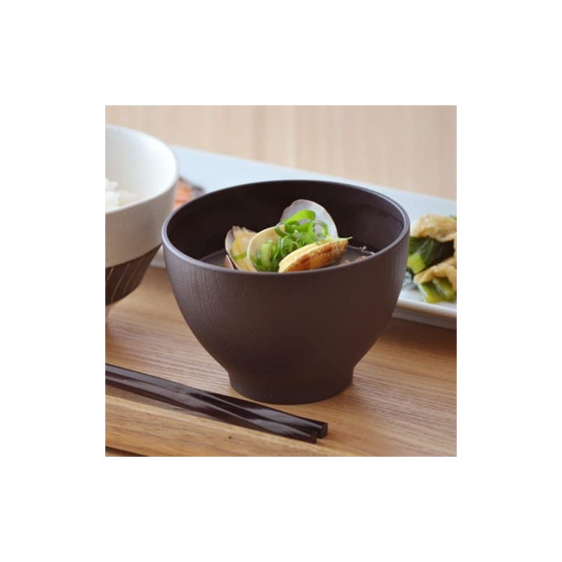 Tableware East Wood Grain Soup Bowl S (Dark Brown) Mat