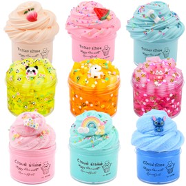 Slime Kit 9 Pack, with 3 Jelly Cube Crunchy Slime 3 Cloud Slime 3 Butter Slime, Super Soft & Non-Sticky, for Girls Boys Stress Relief Toys, Party Favors, Birthday Gift