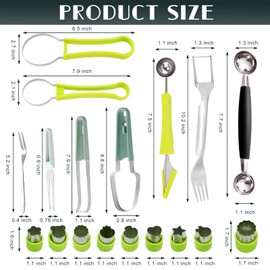 Krbnk 21-Piece Watermelon Cutter Set - Watermelon Slicer, Fork Cutter Tool Kit with Stainless Steel Fruit Cutters for Melon, Pineapple, Mango