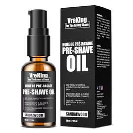 Vreking Pre Shave Oil For Men, Men Beard Pre Shaving Oil For Men For Safety Razor & Straight Razor, Pre-Shave Oil Men For Smooth Shave, Protects Against Irritation & Razor Burn, Sandalwood, 30ml