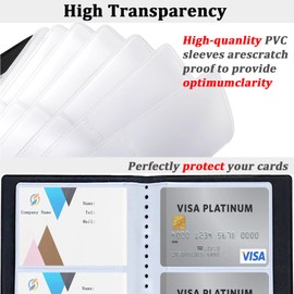 Leather Professional Business Card Book Holder Organizer,300 Cards Capacity Credit Card Booklet, PU Name Cards Holder Storage for Men and Women, Black