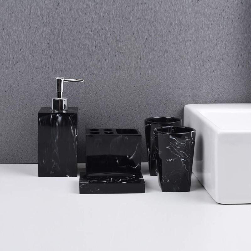 5-Piece Bathroom Counter Top Accessory Set - Dispenser for Liquid