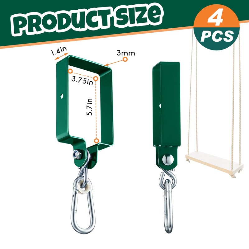 Dunzy 4 Pieces Metal Swing Set Accessories Includes Snap Hooks