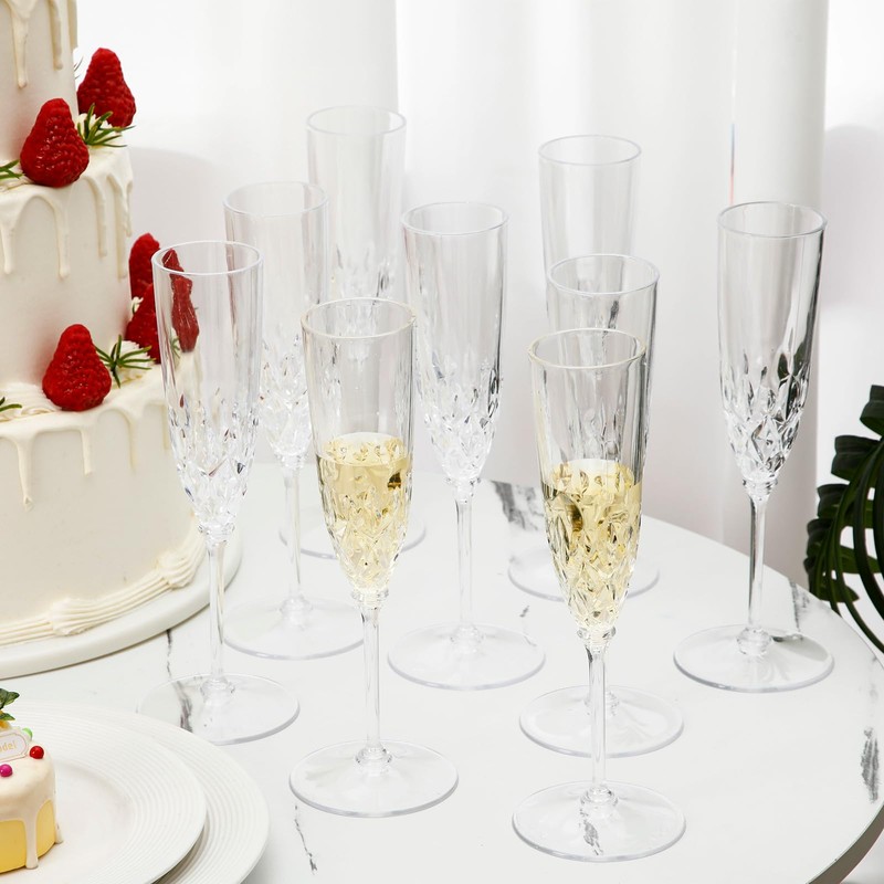 Jingmore 48 Pcs Detachable Plastic Champagne Glasses Flutes Bulk with