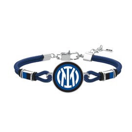 F.C. Internazionale Men's Black Blue Taglia Unica Stainless Steel Bracelet Cord No Gemstone
