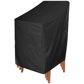Garden Chair Cover 420D Oxford Outdoor Protective Cover Garden Chairs Waterproof Winterproof Anti-UV Stacking Chairs Garden Furniture Cover Garden Furniture (Black, 65 cm x 65 cm x 80/120 cm)