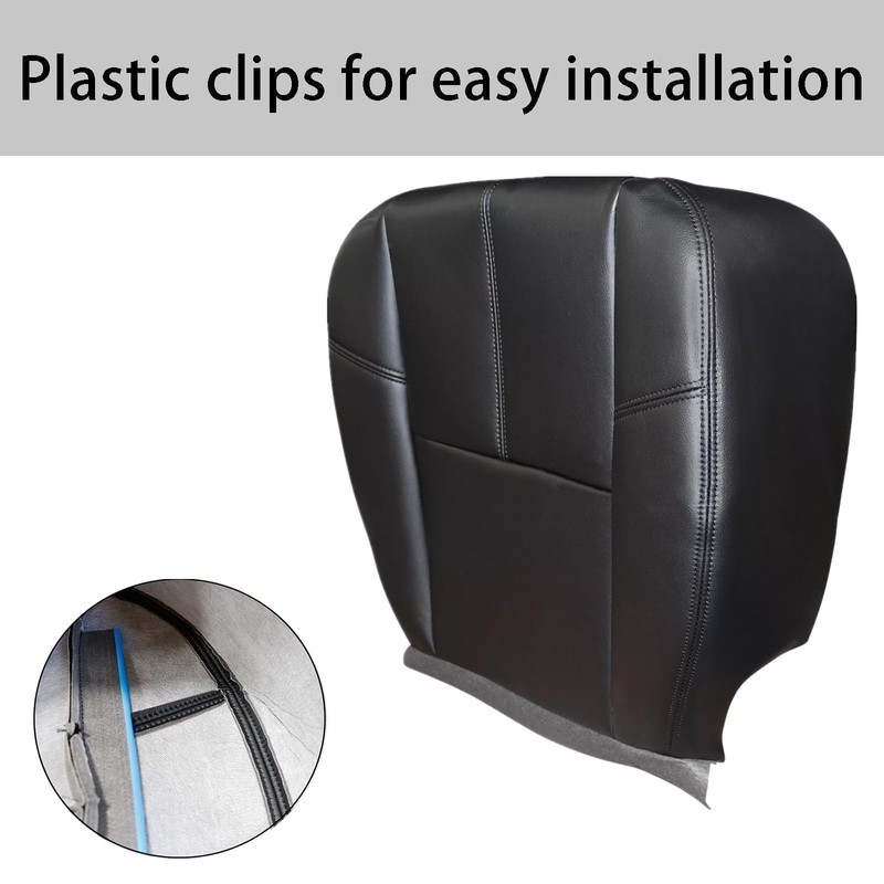 SecosAutoparts Front Driver or Passenger Bottom Black Leather Seat Cover