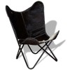 Casafoyer Butterfly Chair Black and White Real Cowhide Leather