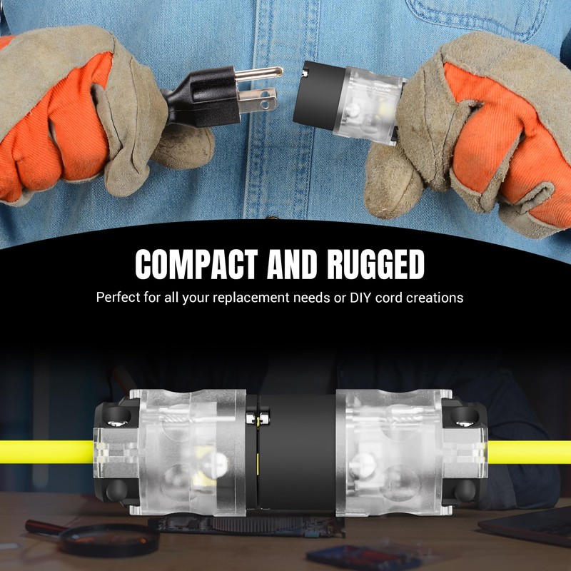 Yomiuwo Lighted Plug and Connector Set, Straight Blade Cord End