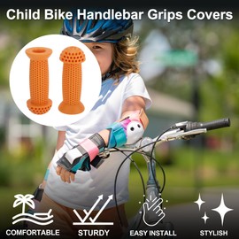 TUCKBOLD Child Bike Handlebar Grips Covers 100mm Long Soft | Children Bicycle End Grips Protector Orange 1 Pair