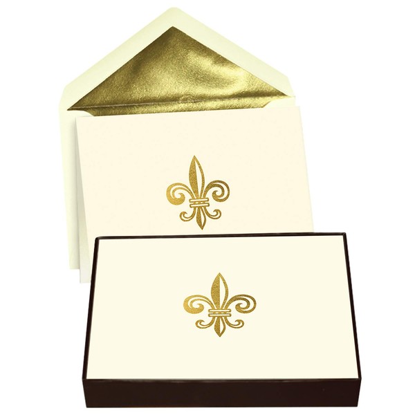 Designer greetings Monogrammed Blank Note Cards, Embossed Fleur-de-Lis Symbol Monogram (10 Cards with Envelopes), Letter E, (622-00158-005)
