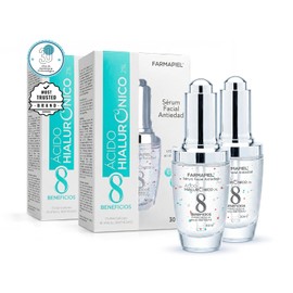 Farmapiel Sérum Ácido Hialurónico 2% 2 Pack | 2 frascos de 30 ml, 8 tipos de ácido hialurónico, hidratación profunda