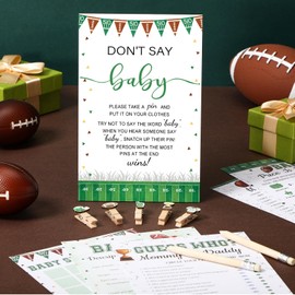 Patelai 321 Pcs Football Baby Shower Decorations Football Touch Down It's a Boy Baby Shower Games Bingo Price Guess for Don't Say Gender Reveal Party Games Supply