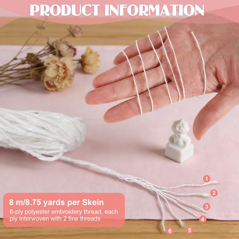 10PCS 8m Glow in the Dark Embroidery Thread,6-Ply Polyester Thread