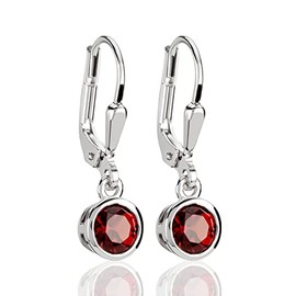 NKlaus pair 5mm flower garnet brisur earrings 925 sterling silver stud earrings 3765