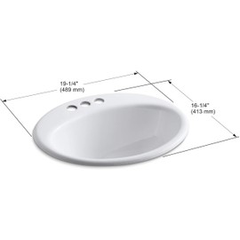 KOHLER K-2905-4-0 Farmington Self-Rimming Bathroom Sink, White