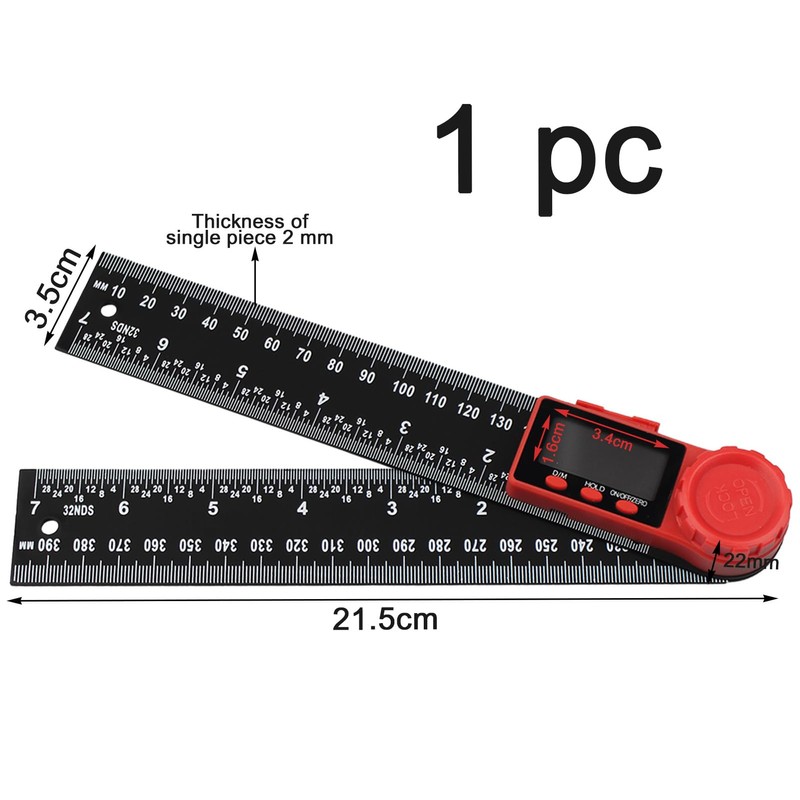 1 x Angle Gauge, 400 mm Digital Protractor, 360° Rotating