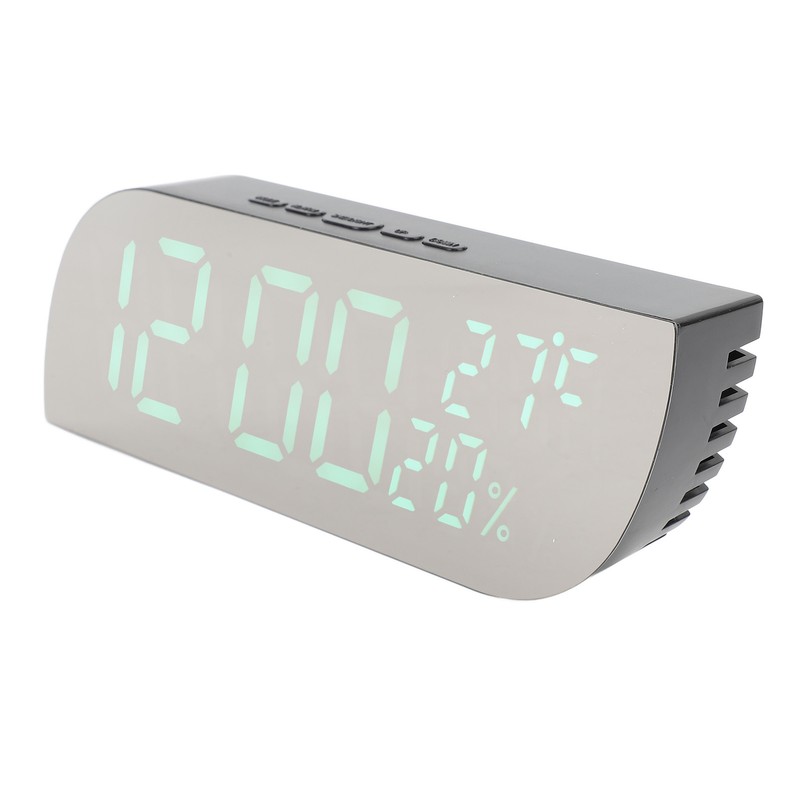 Digital Alarm Clock Multifunction Innovative Silent Temperature Humidity LED Mirror