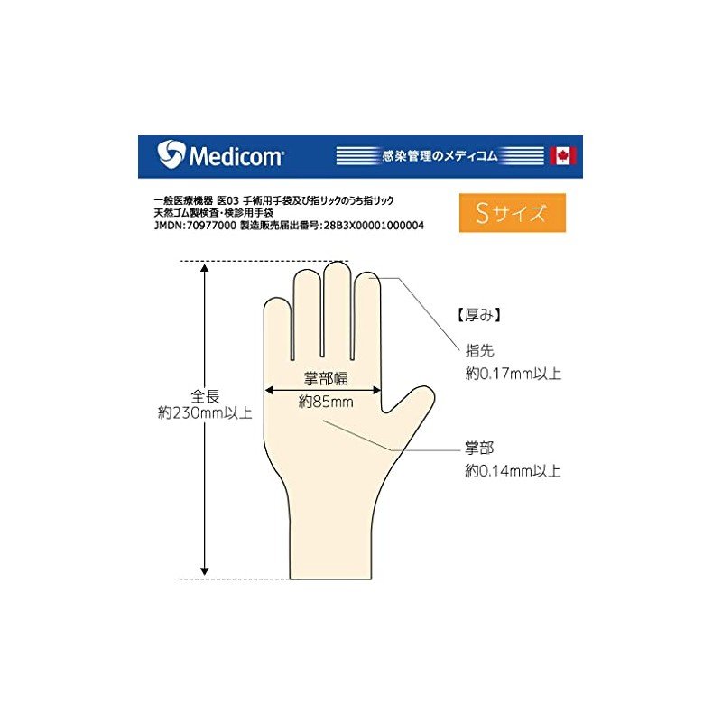 セーフタッチラテックスグローブ パウダーフリーS