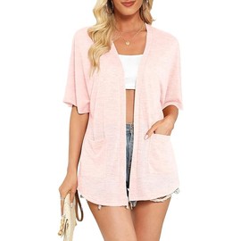 Yommay Cardigan for Women Summer Lightweight Short Sleeve Breathable and Sun Protection Spring Autumn Cardigan, lightpink