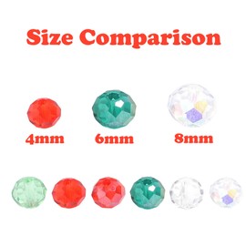 200PCS 8mm Crystal Glass Facted Round Beads for Jewelry Bracelet Making, Christmas Series Briolette Glass Spacer Beads with Hole for Crafts, Loose Gemstones for Ornaments Wind Chimes Suncatcher Making