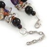 Avalaya Black Ceramic Bead & Purple/Natural Shell Composite Silver Tone