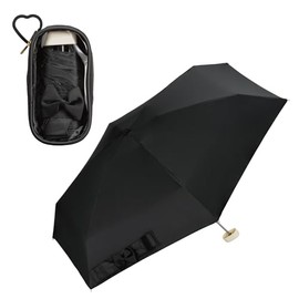 2024 Wpc. Parasol Rizzy Parasol Black Pearl/Black 《100% Light Shading Ratio・100% UV Reduction・UPF50+・Rain or Rain】Folding Umbrella, Ribbon, 18.5 inches (47 cm), Women's Clear Pouch, Stylish, Cute,