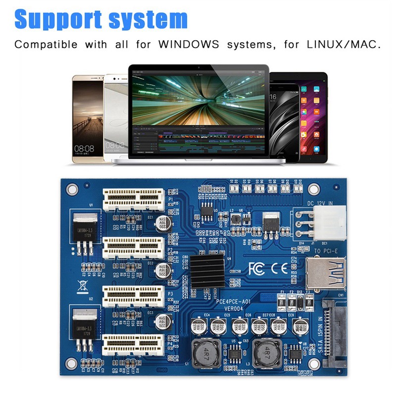PCI-E 1X to 4X PCIe USB3.0 Converter Extender Adapter Card