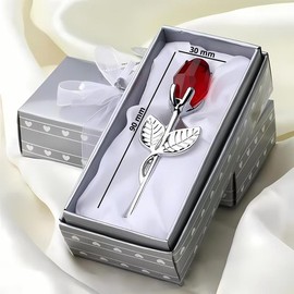 Eternal Love Crystal Rose - The Ideal Valentine's and Wedding Gift - Color: Silver Red Rose