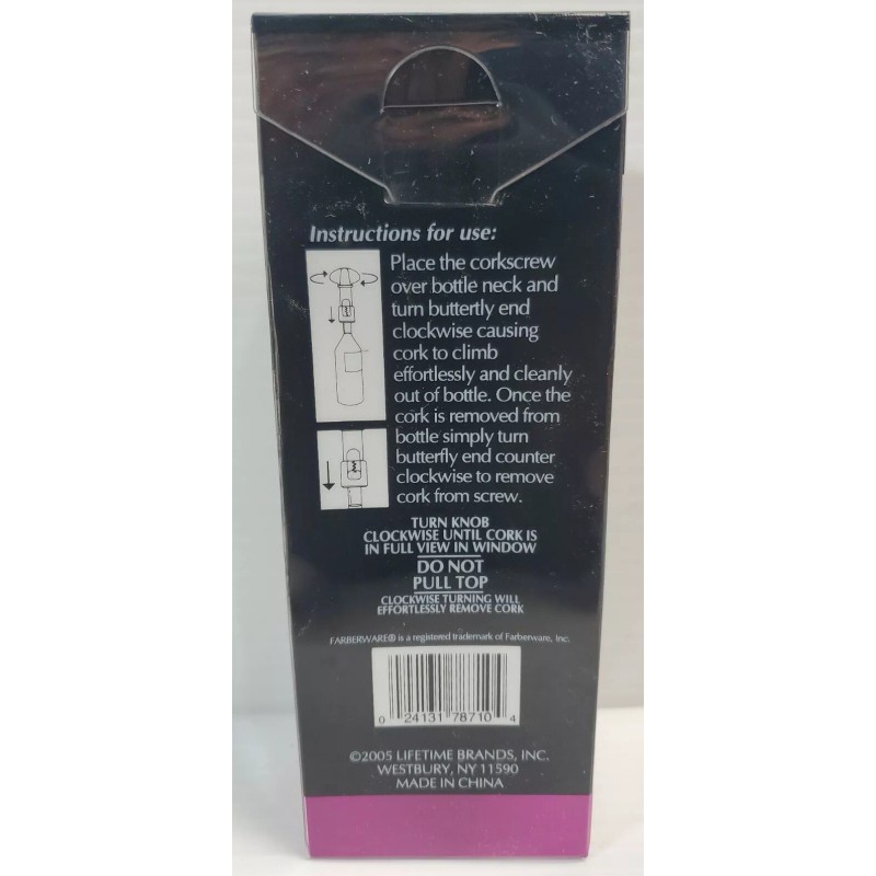 Farberware PROFESSIONAL SELF-PULLING CORKSCREW - Black - Model No. 78710