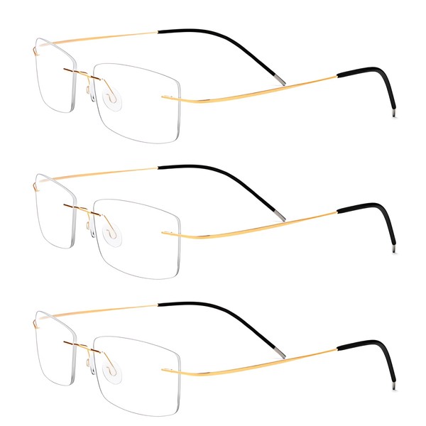krlanhx Rimless Titanium Alloy Men Eyeglasses Frame Clear Rectangle Ultralight