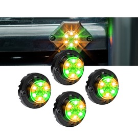 4pc SnakeEye III Amber Green LED Hideaway Strobe Light [SAE Class 1] 12V 1 Inch Round Waterproof Wig Wag Emergency Flashing Hide Away Fire Police Light Bulb For Firefighter EMS POV Cars Truck Vehicles