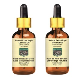 Devprayag Natural Extra Virgin Coconut Oil (Cocos nucifera) with Glass Dropper Natural Therapeutic Grade Cold Pressed (Pack of two) 100ml X 2 (6.76 oz)
