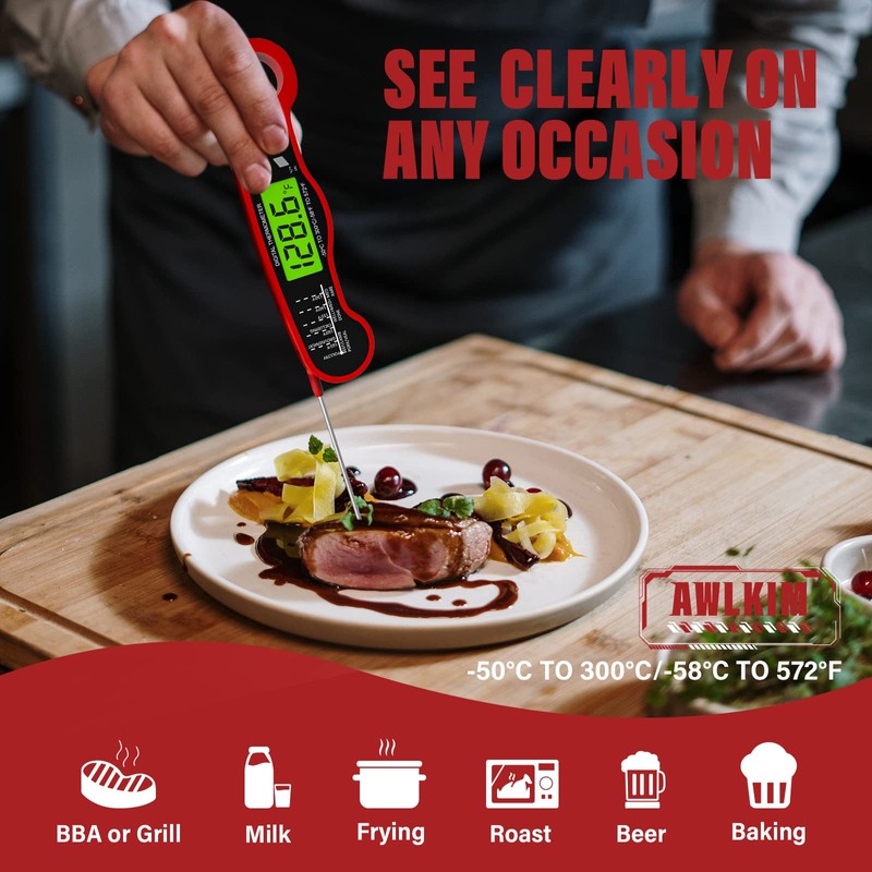 AWLKIM Meat Thermometer Digital - Fast Instant Read Food Thermometer