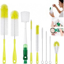 Set de 9 Pcs Cepillos de Limpieza, Mango Largo Desmontable para Biberón