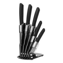 Safdie Kitchen Knife Set with Block, 6 PCS High Carbon Stainless Steel Sharp Kitchen Knife Set Includes Chef Knife, Bread Knife, Carving Knife, Utility and paring Knives, All in one Knife Set