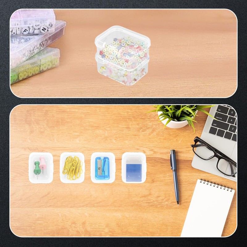 WYAN 32 Pcs Mini Container Boxes, Square Empty Mini Clear