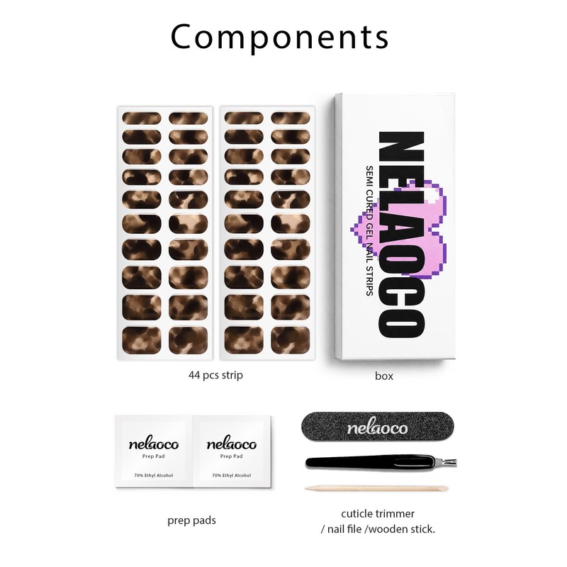 Semi Cured Gel Nail Strips - 20pcs Real Gel Nail