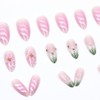 24Pcs Flower Press on Nails Medium Almond Fake Nails 3D