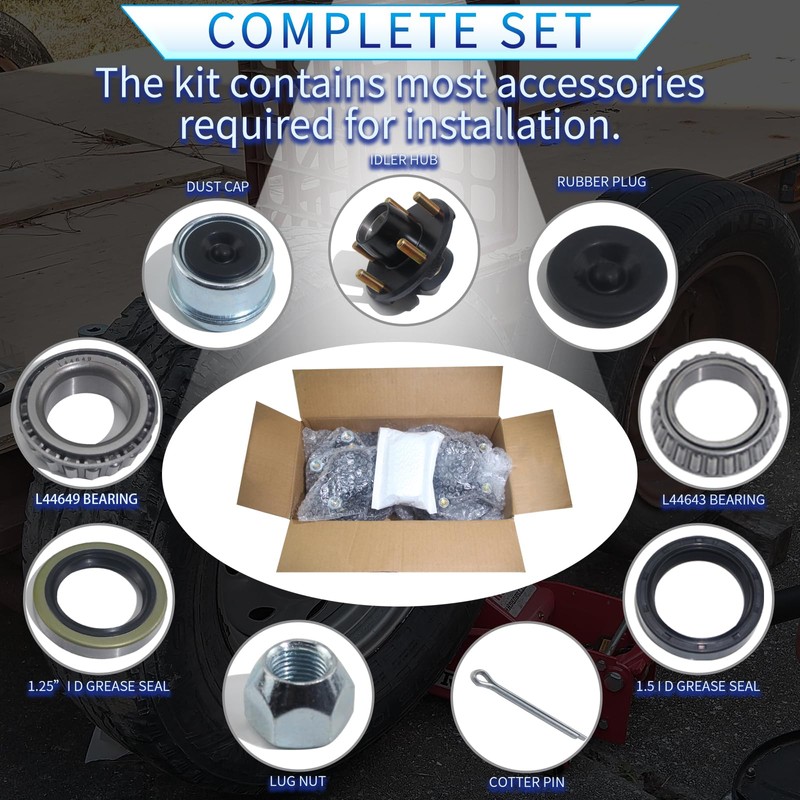 5 on 4.5 Trailer Hub Kit for 2000lb 1'' or