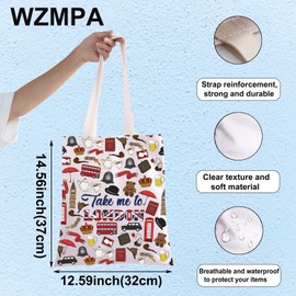 WZMPA England London Travel Makeup Bag London Travel Gift Take Me To London Zipper Pouch Bag British Theme Travel Merchandise, Take London TG, Fit