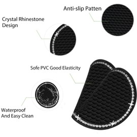 MACHSWON Black Car Cup Coaster Anti Slip Cup Holders Embedded in Ornaments Cup Coaster Car Interior Accessories 4PCS(2 PCS Have Bling Crystal Rhinestone)