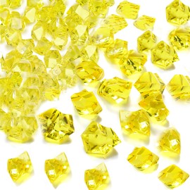 1000Pcs Gold Fake Crush Ice Rocks, Mini Vase Fillers Small Acrylic Diamonds for Centerpieces Home Party Table Scatter, 0.5in Plastic Gems for DIY Crafts