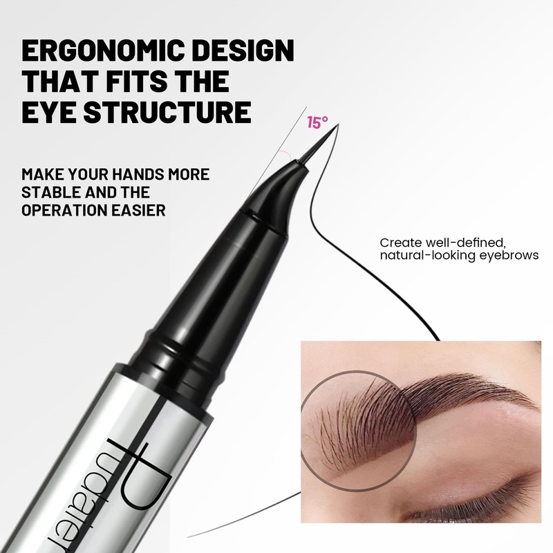 2 Pack Microblading Eyebrow Pen, 2-in-1 Dual-Ended Waterproof 2 Fork