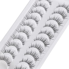 Pestañas De Manga De Aspecto Natural, Pestañas De Anime Japonesas, Pestañas Asiáticas Coreanas, Pestañas Tenues Y Puntiagudas Con Banda Transparente, 